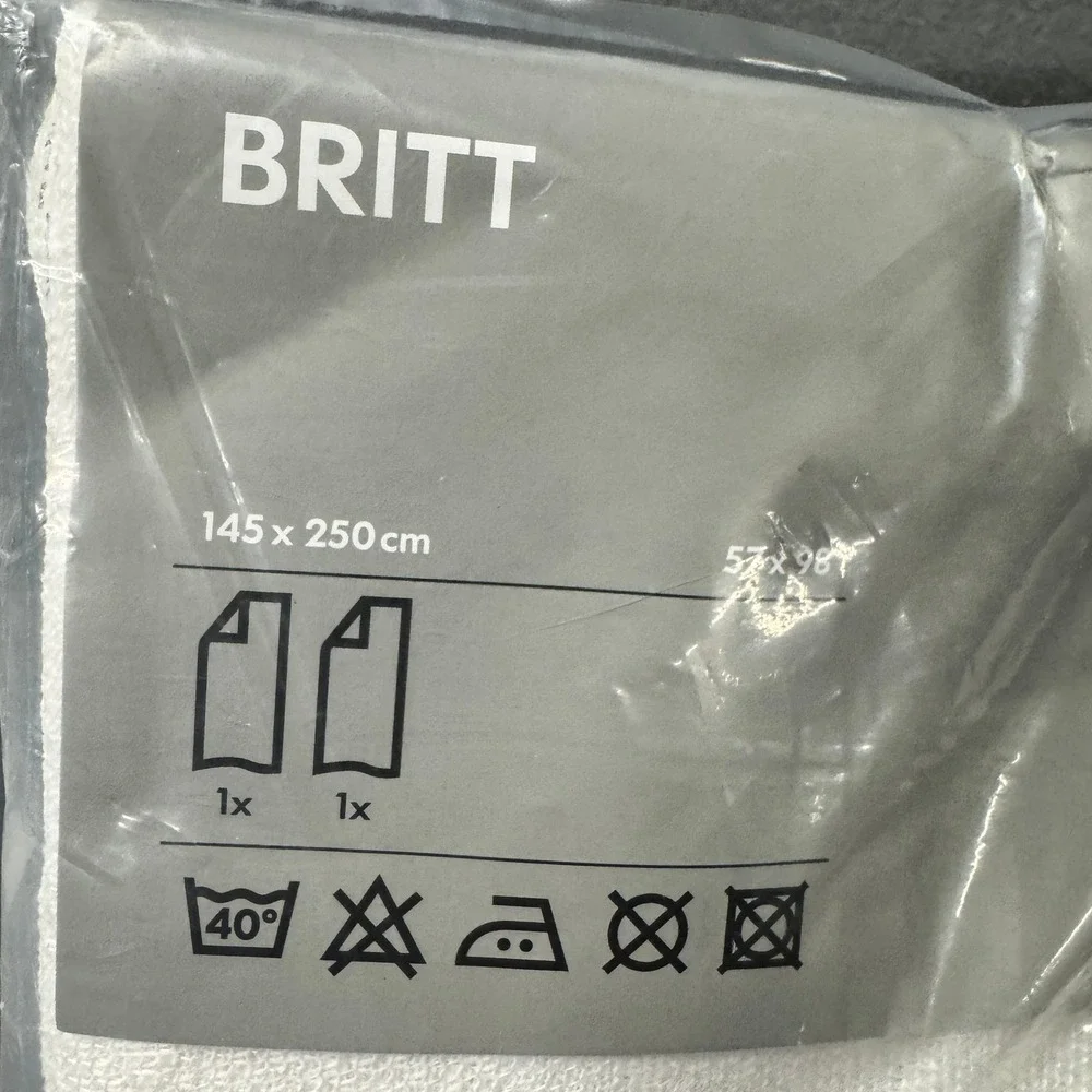 IKEA BRITT Curtains Womens 57x98 White Sheer Set‎ of 2 Boho Coastal Beachy NEW